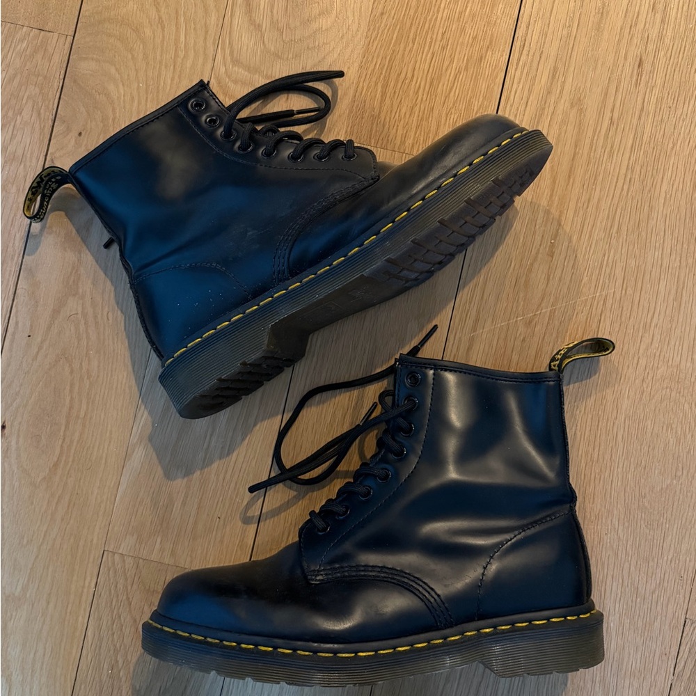Dr. Martens Black Leather Boots with Brown Insole